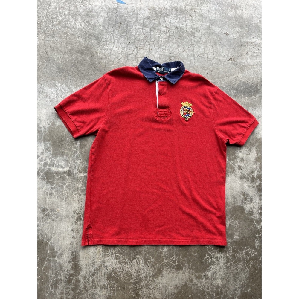 Vintage 90's Polo Ralph Lauren Crest Flag Shirt XL Red